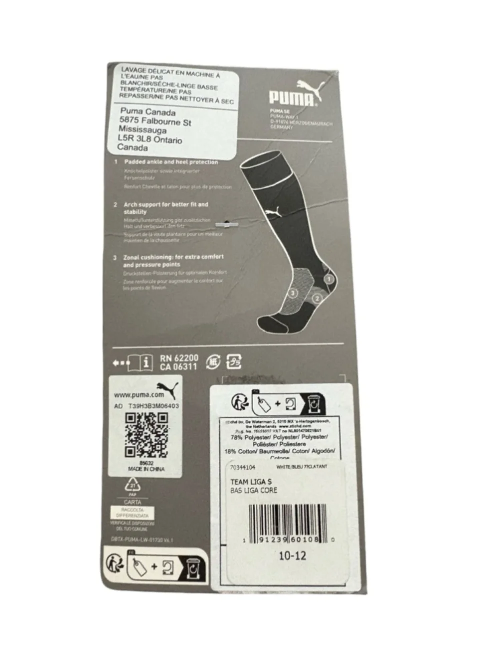 Puma Team Liga Core Soccer Socks - size 10/12 ( 4 pack)